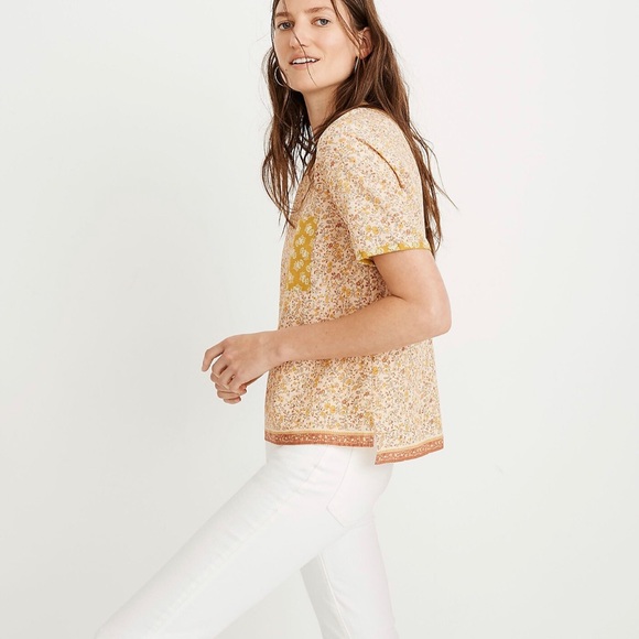 Madewell Button Back Pocket Top in Jaipur Floral - Picture 3 of 9
